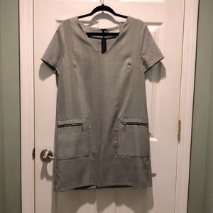 1.State black and white shift dress